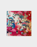 Furoshiki Gosho-guruma en rojo · tela japonesa · patrón carruaje imperial Heian · Fūwa