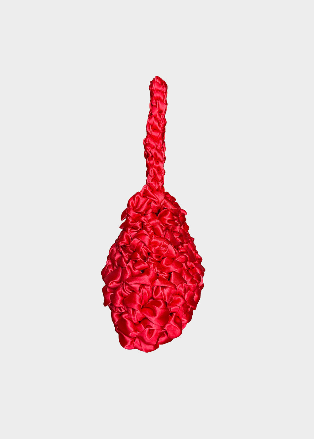 Bolso Sailor aka · detalle textura ganchillo · cinta de raso roja · Fūwa