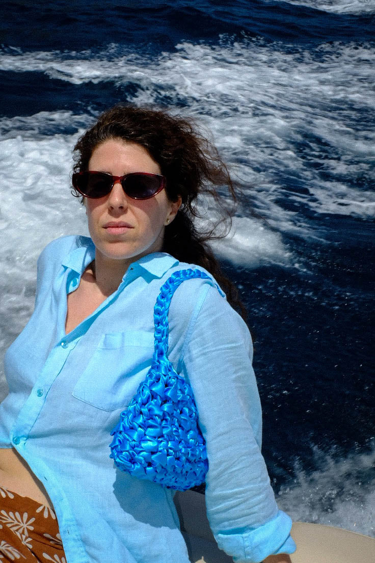 Bolso Sailor ao · color azul · detalle interior · Fūwa