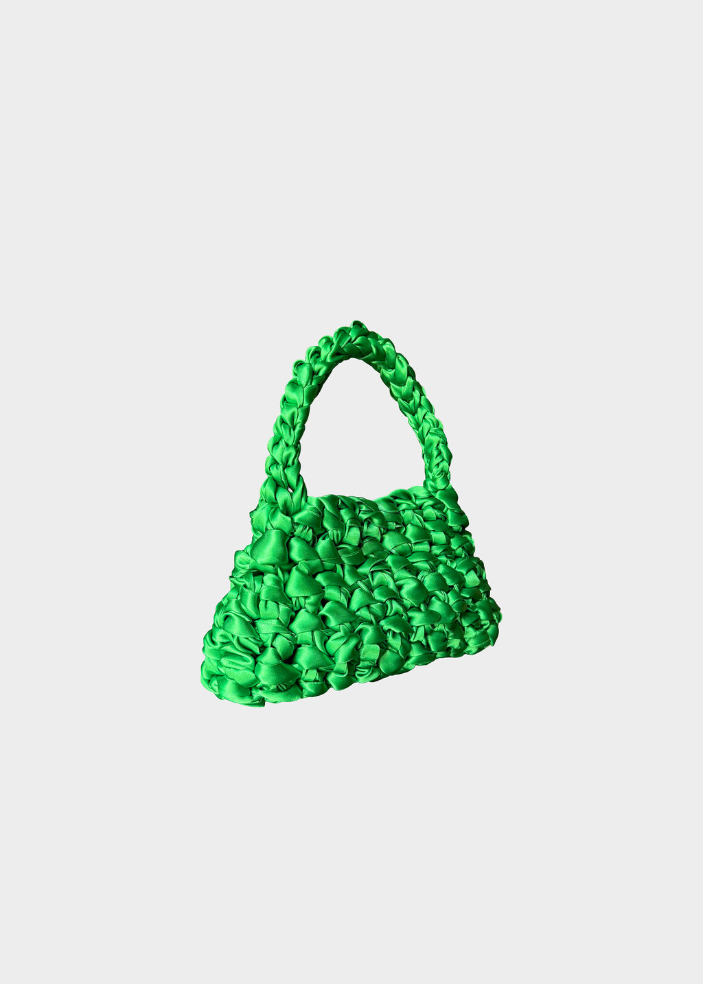 Bolso Sailor mini midori · detalle textura · cinta de raso verde · Fūwa