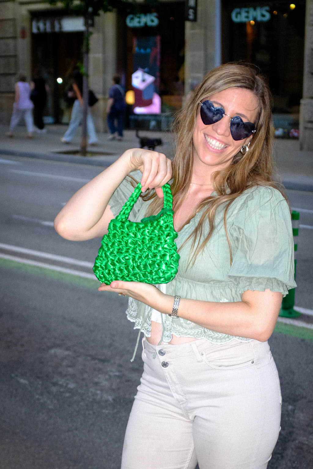 Bolso Sailor mini midori · color verde · detalle interior · Fūwa