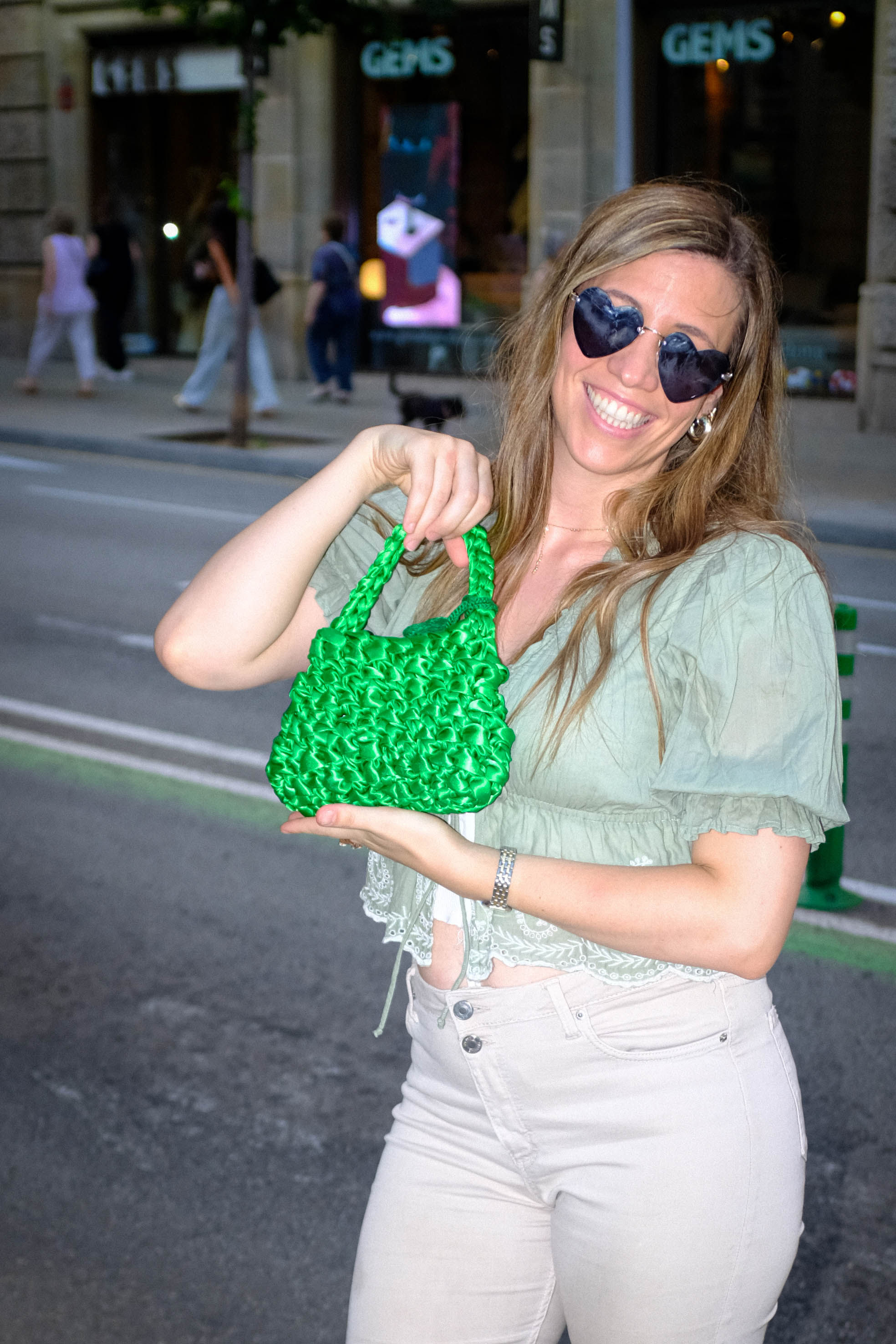 Bolso Sailor mini midori · color verde · detalle interior · Fūwa