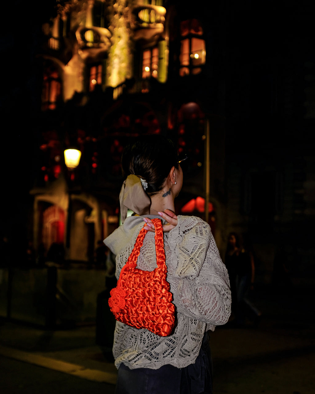 Bolso Sailor mini daidai · color naranja · cinta de raso · Fūwa